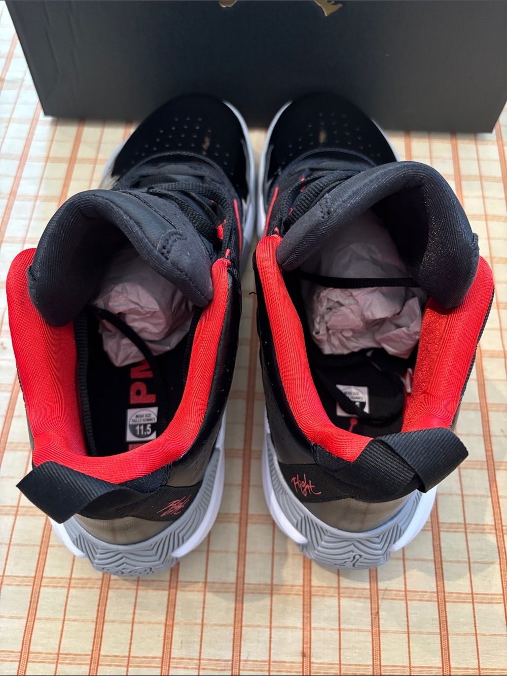 Jordan Stay Loyal Men’s Black and Red High-Top Basketball Sneakers - Picture 6 of 7